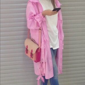 ASOS Pink Coat with Pink and Tan Crossbody Bag